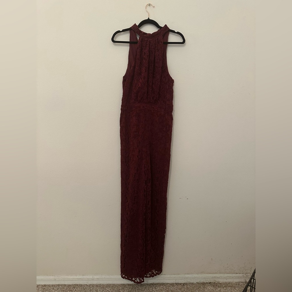 Elegant Burgundy Lace Jumpsuit